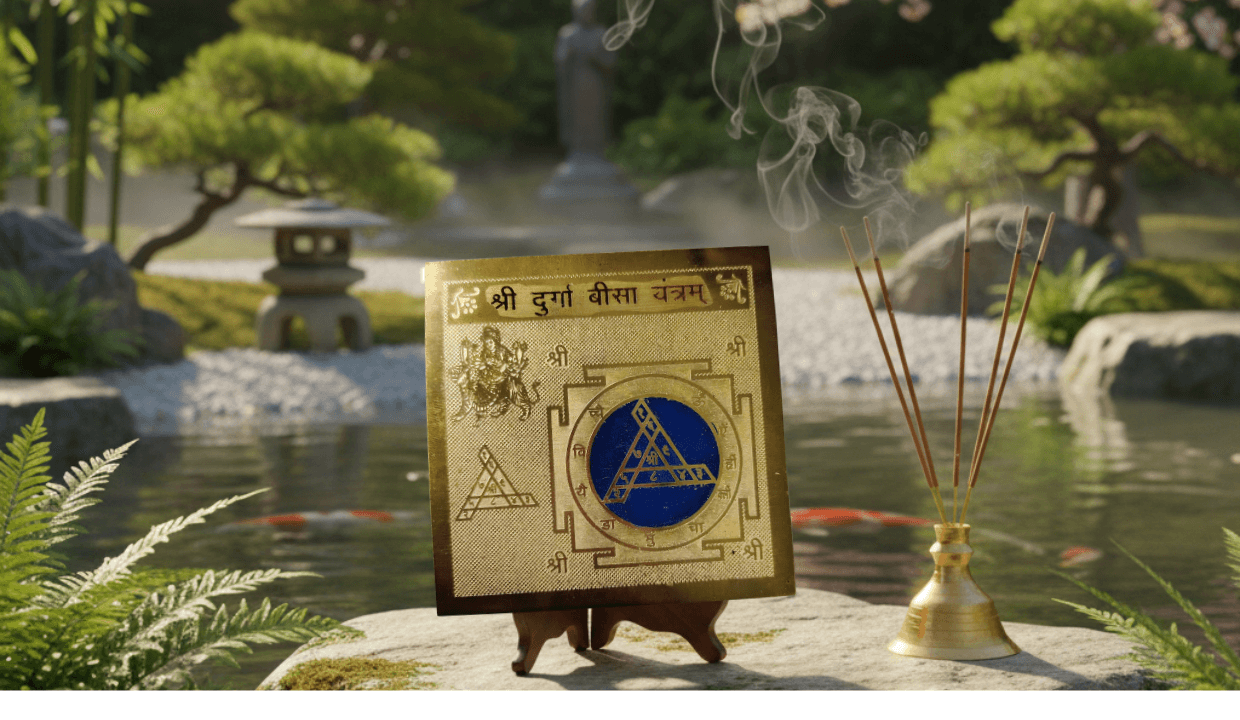 Shri Durga Beesa Yantra | Original Durga Yantra on Brass Plate for Protection & Strength | Fear Removal & Positive Energy | Wall Frame for Home 4