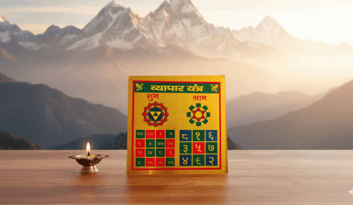 Vyapar Vridhi Yantra | Original Business Yantra on Brass Plate for Shop & Office | Growth, Profit & Success | Wall Frame Decoration