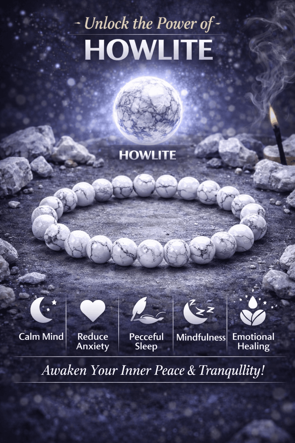 Prem Shanti Howlite Bracelet – Emotional Balance & Love Harmony 4