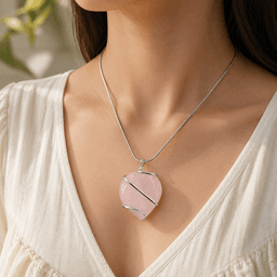 Natural Rose Quartz Wire Wrapped Pendant 1