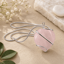 Natural Rose Quartz Wire Wrapped Pendant 2