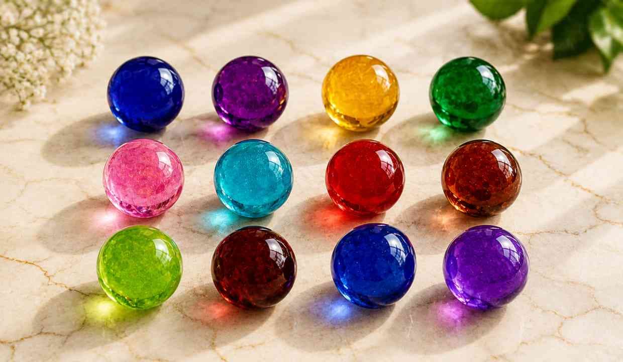 Colour Crystal Glass Ball Set Pack of 12 pc 1