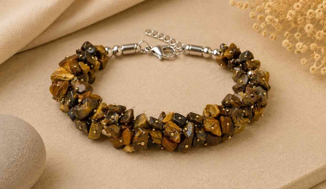 Tiger's Eye Stone Natural Crystal Stone Adjustable Chip Beads Bracelet