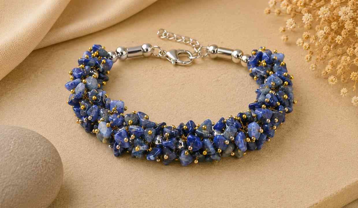 Sodalite Stone Natural Crystal Stone Adjustable Chip Beads Bracelet