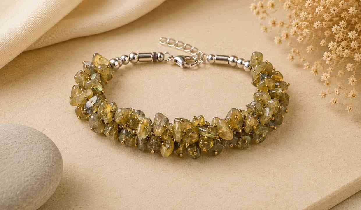 Labradorite Natural Crystal Stone Adjustable Chip Beads Bracelet