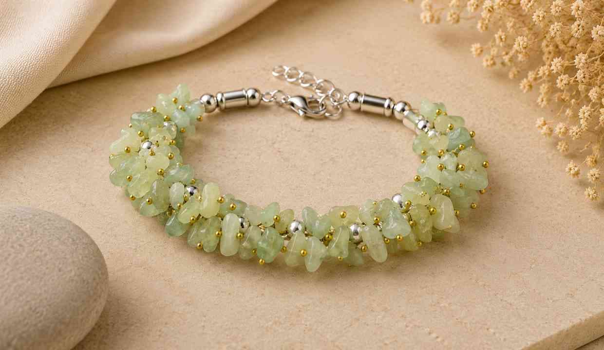 Green Jade Natural Crystal Stone Adjustable Chip Beads Bracelet