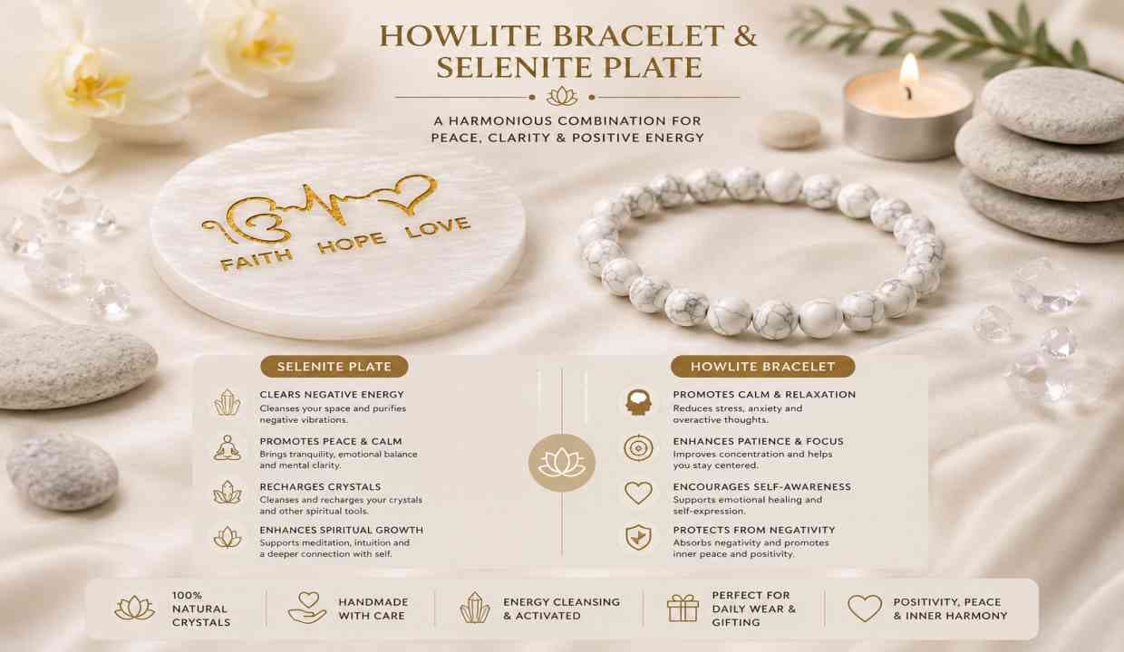 Howlite Bracelet with selenite 2