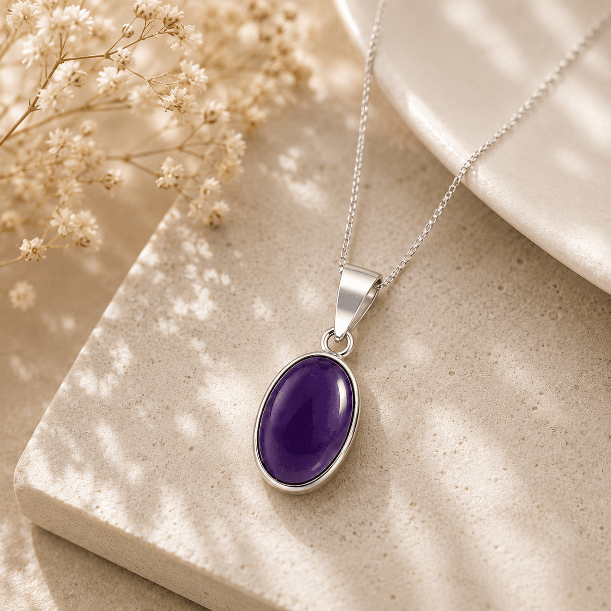 Natural Amethyst Oval Pendant alternate view