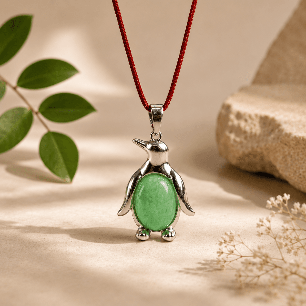 Green Jade Penguin Pendant