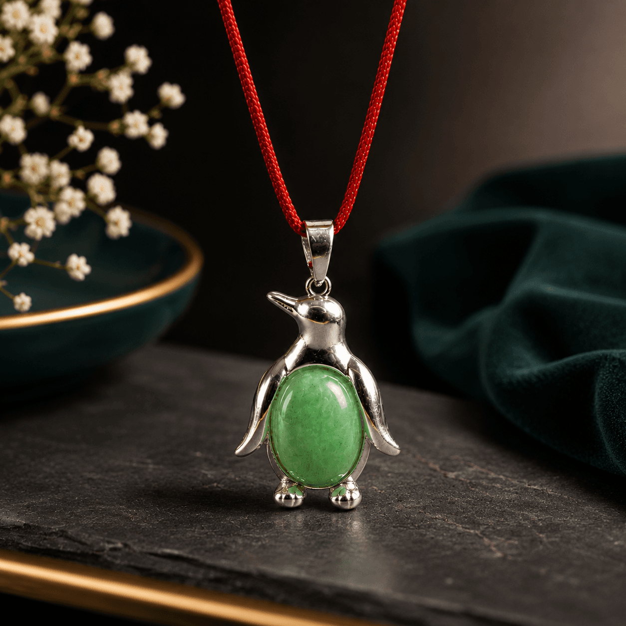 Green Jade Penguin Pendant alternate view