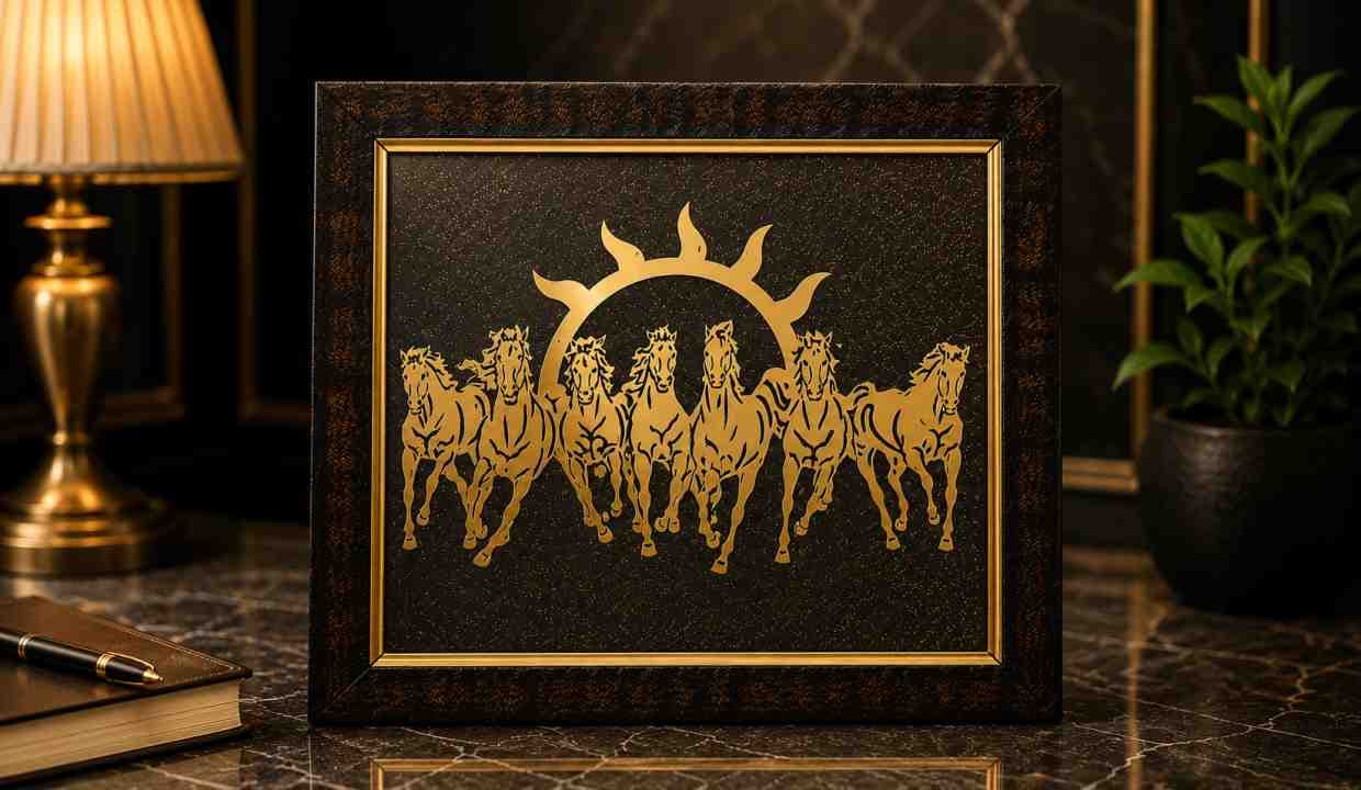 Seven Running Horses with Rising Sun Vastu Wall Art