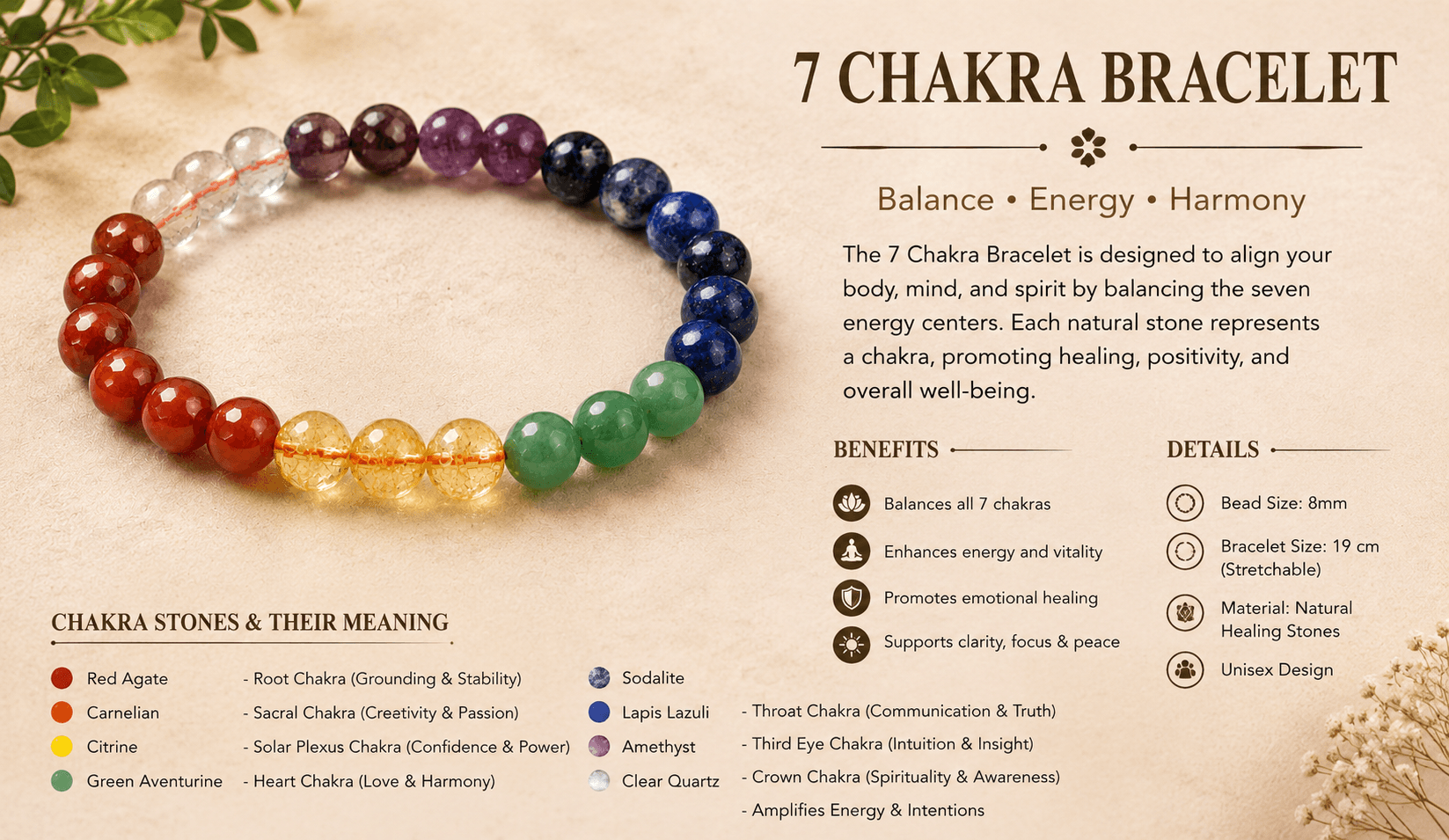 7 Chakra Citrine Bracelet alternate view