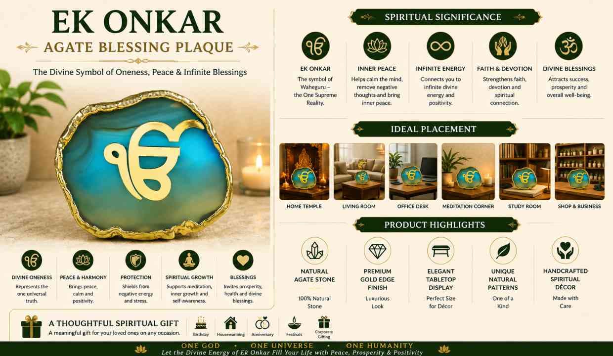 Crystal Stone Agate Ek Onkar Sileces & Coaster for Table alternate view