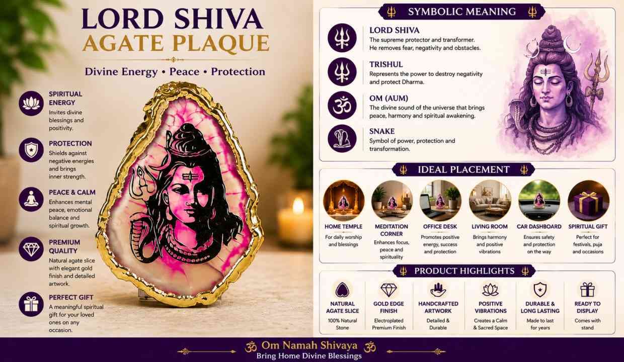 Crystal Stone Agate Shiva Symbol Sileces & Coaster for Table alternate view