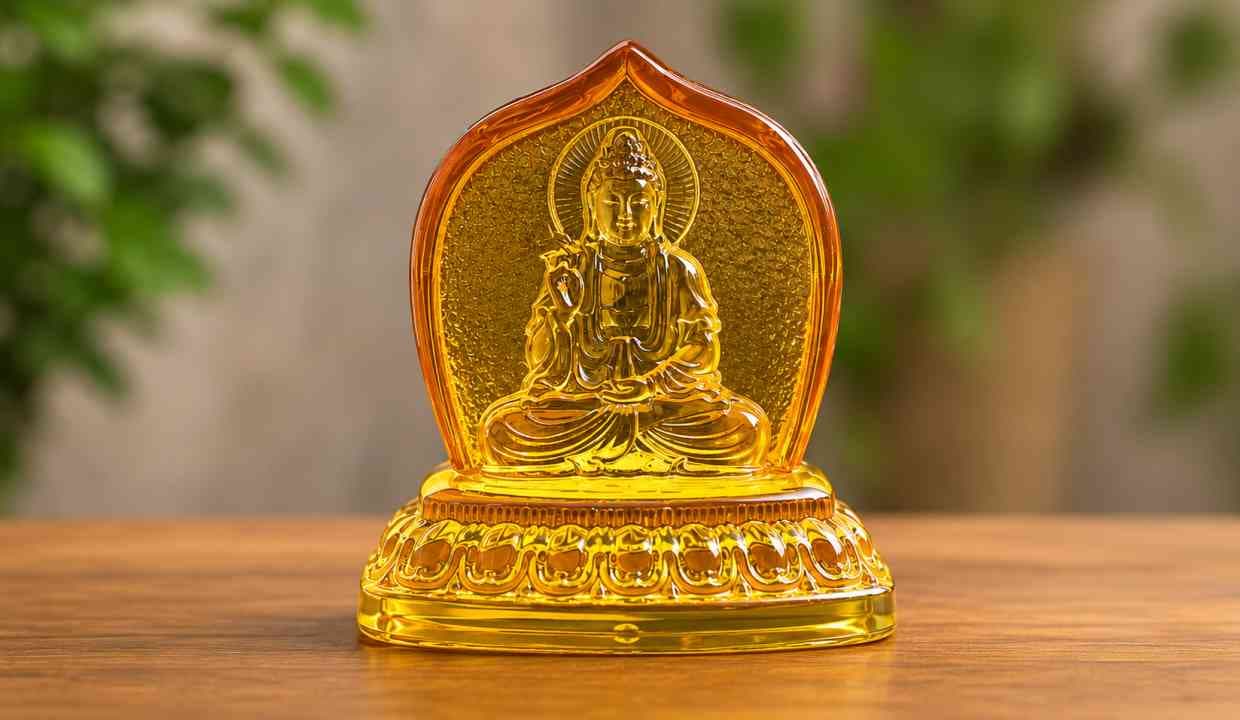 Feng Shui Glass Lady Buddha Yin, Kuan Yin, Tara Devi Goddess alternate view