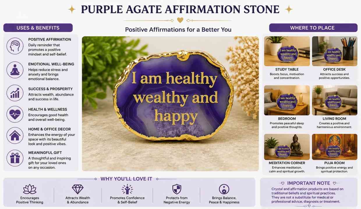 Crystal Stone Agate I am Healthy Sileces & Coaster for Tablem