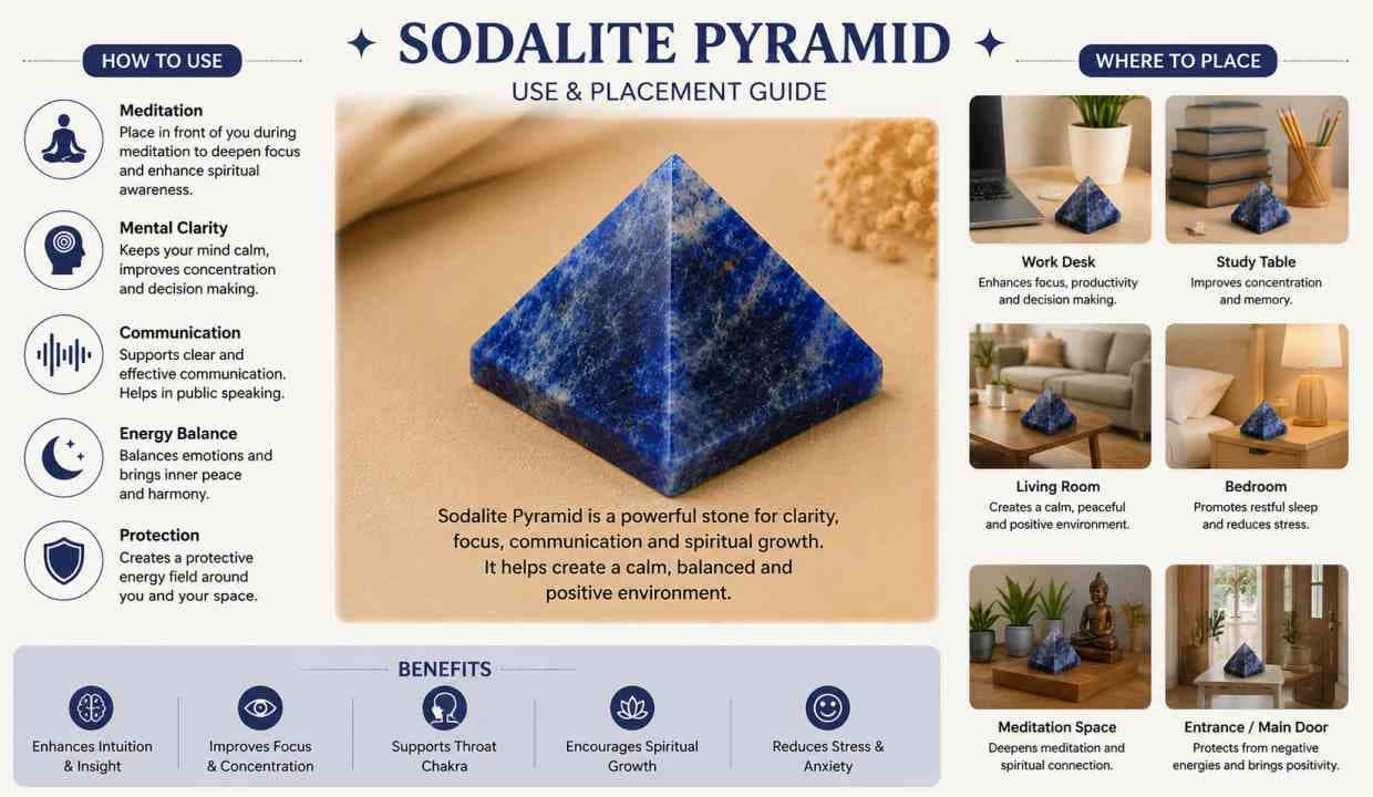 Sodalite Crystal Pyramid 20–25 mm – Healing Stone for Focus & Emotional Balance