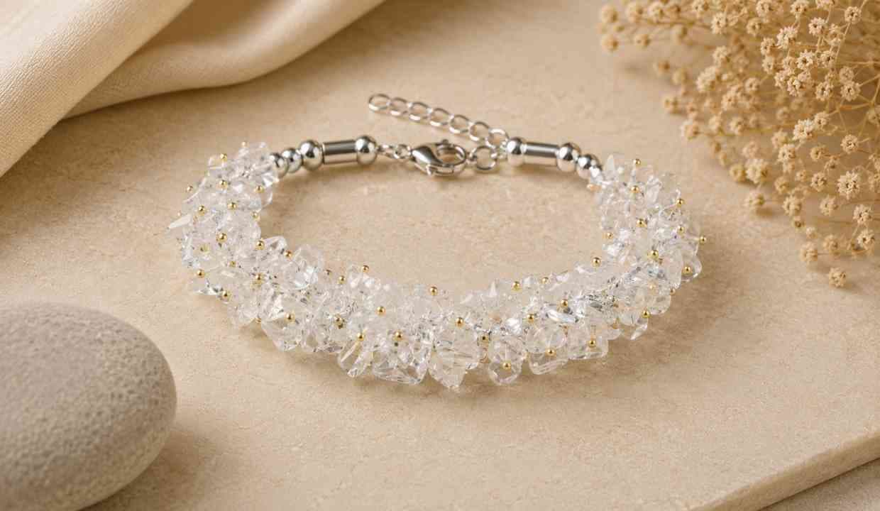 Clear Quartz Natural Crystal Stone Adjustable Chip Beads Bracelet