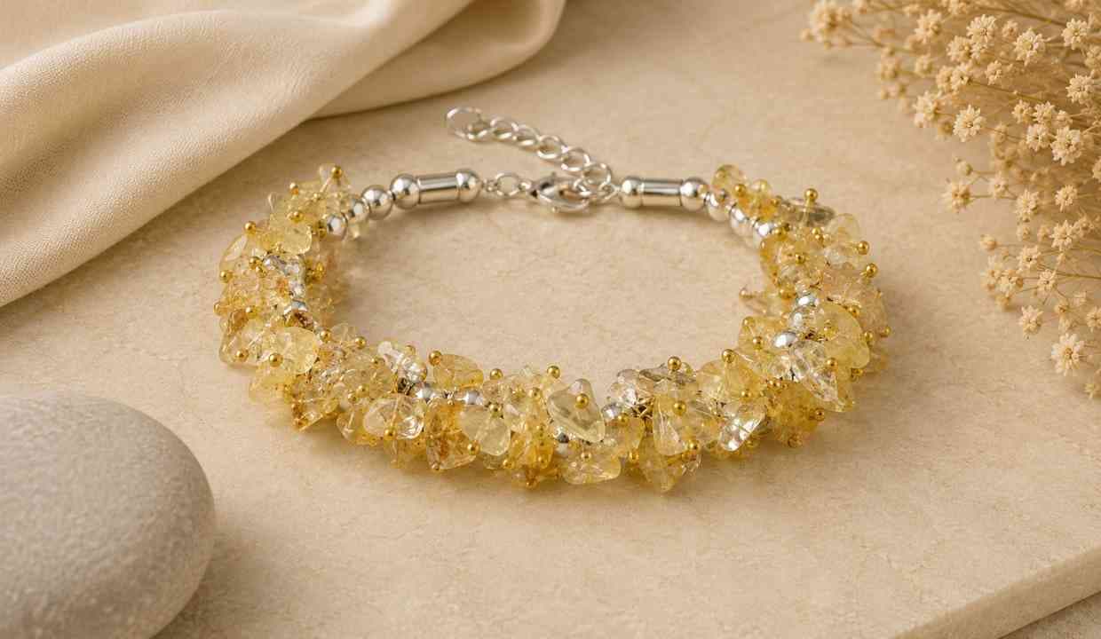 Citrine Natural Crystal Stone Adjustable Chip Beads Bracelet