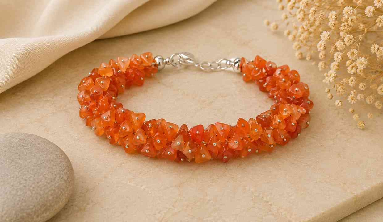 Carnelian Natural Crystal Stone Adjustable Chip Beads Bracelet