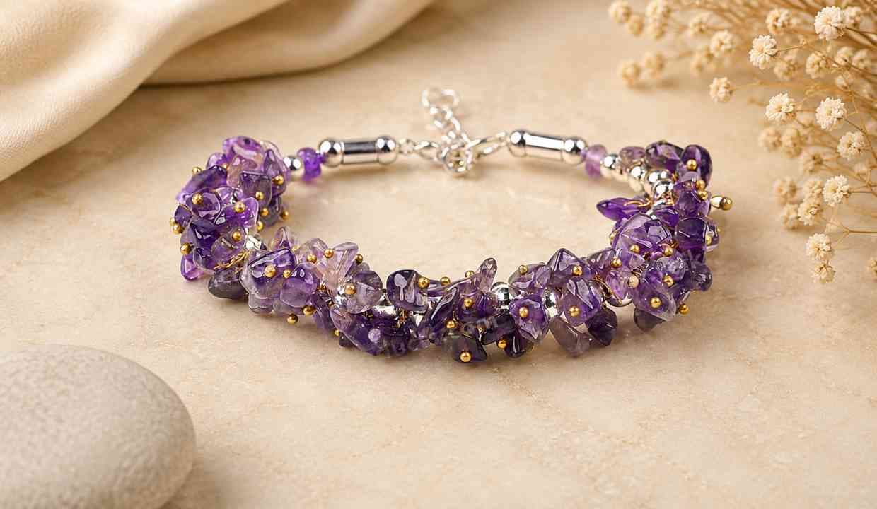 Amethyst Natural Crystal Stone Adjustable Chip Beads Bracelet
