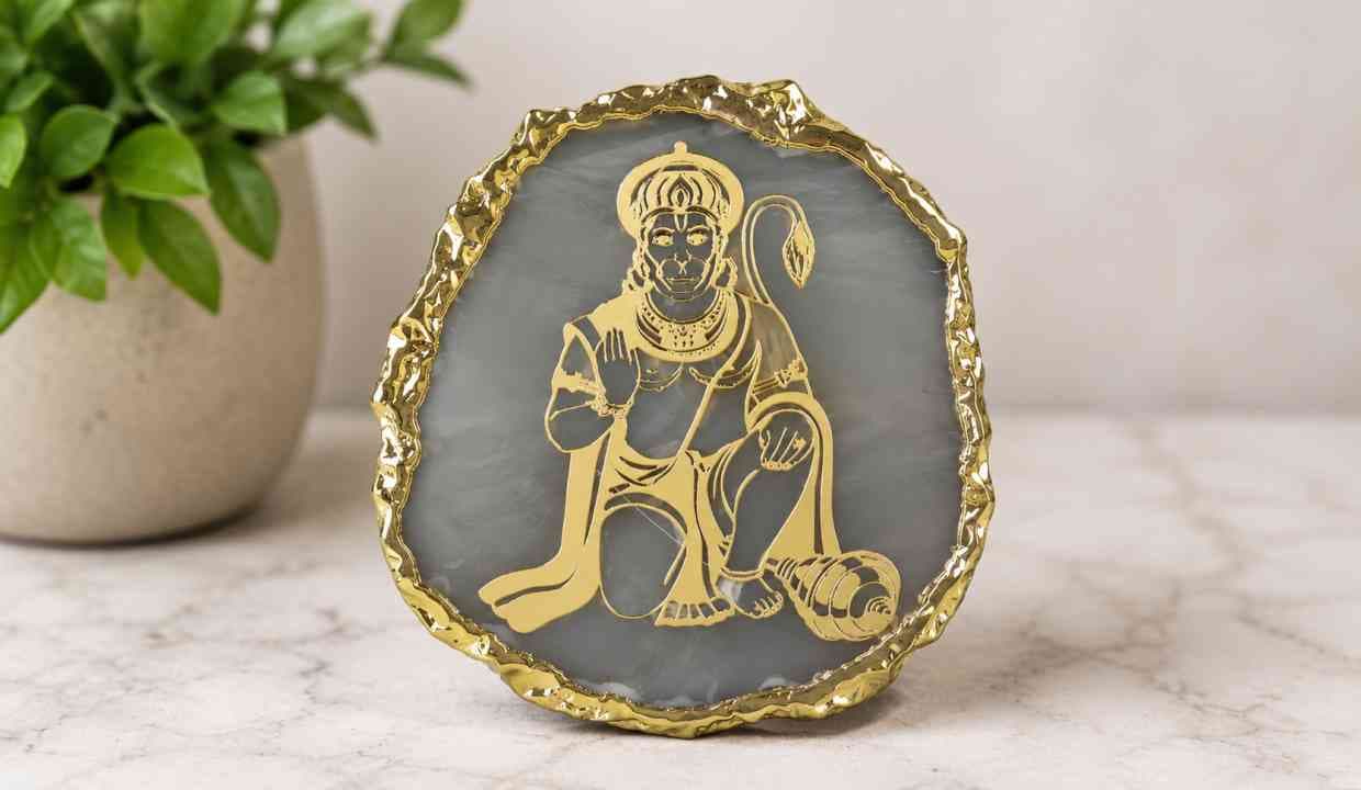 Crystal Stone Agate Hanuman ji Sileces & Coaster for Table