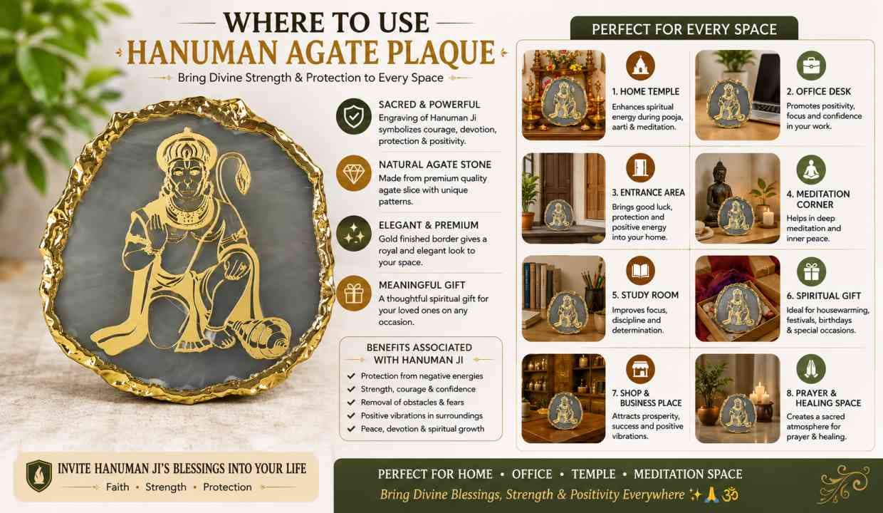 Crystal Stone Agate Hanuman ji Sileces & Coaster for Table alternate view