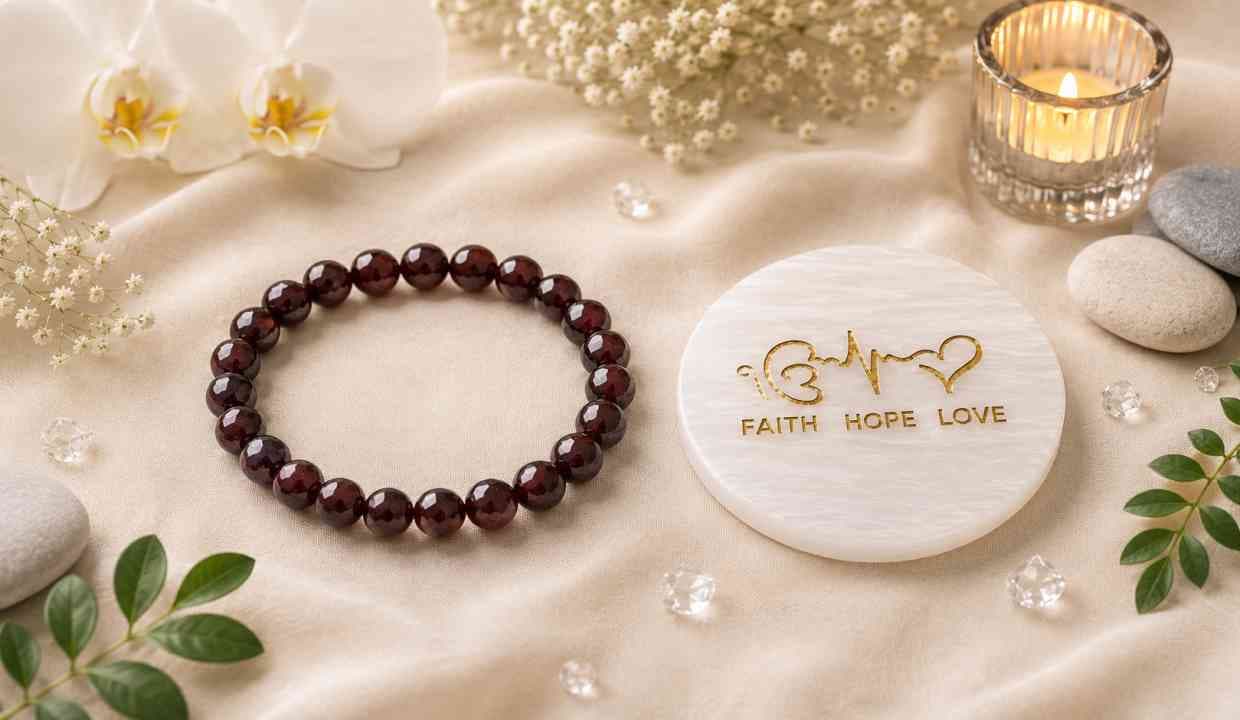Garnet Bracelet with selenite