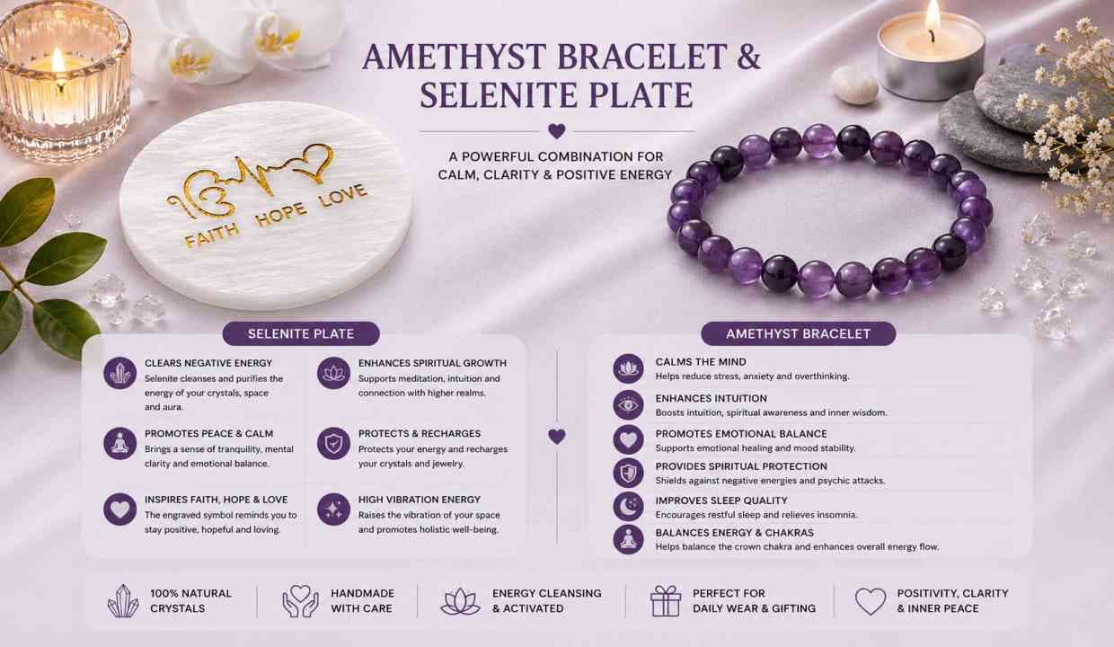 Amethyst Bracelet with Selenite alternate view