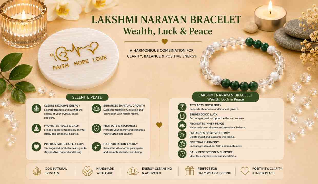 Lakshmi Narayan Bracelet with selenite alternate view