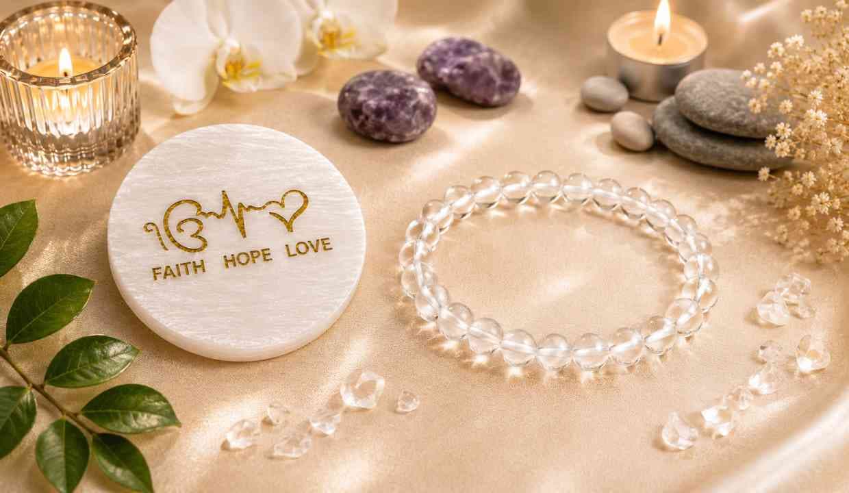 Clear quartz Bracelet with Selenite